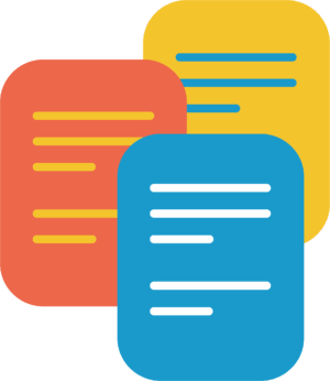Yellow, red, and blue page icons.